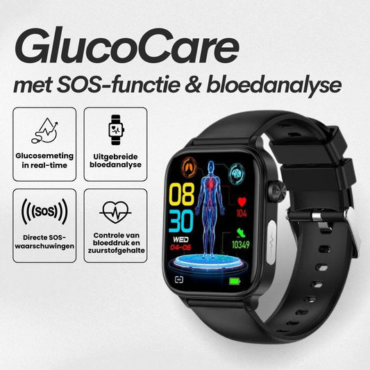 GlucoCare SOS - met SOS-functie incl. valdetectie & gecertificeerde bloedsuikermeting
