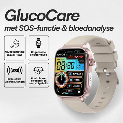 GlucoCare SOS - met SOS-functie incl. valdetectie & gecertificeerde bloedsuikermeting